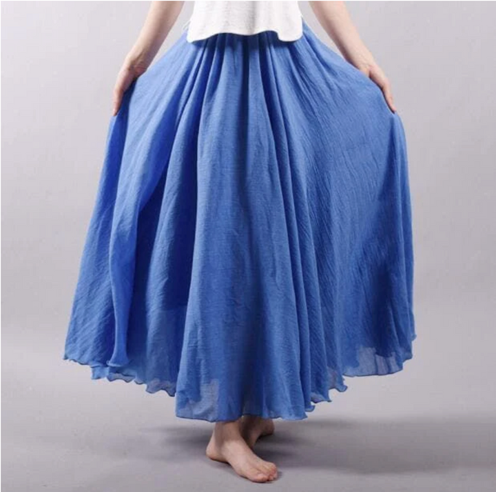 Jupe longue Vera plissée, un essentiel mode pour femme, style fluide et confortable.