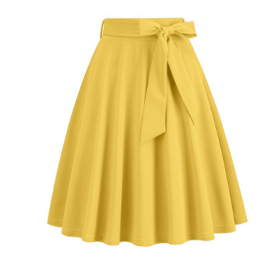 Jupe midi femme à nœud latéral, coupe A-line. Mode élégante pour soirée, bureau, ou look décontracté chic.