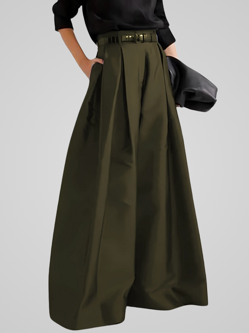 Jupe-pantalon longue pour femme, taille haute, jambes larges, style élégant et fluide, parfait pour diverses occasions.