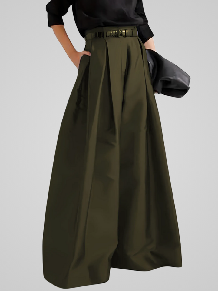 Jupe-pantalon longue pour femme, taille haute, jambes larges, style élégant et fluide, parfait pour diverses occasions.