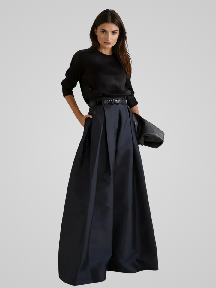 Jupe-pantalon élégante et polyvalente, taille haute, confort optimal, look chic féminin, adaptée automne-hiver.
