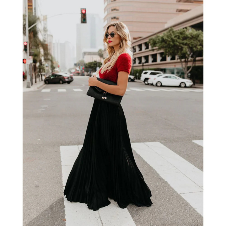 Jupe plissée longue femme, un indispensable confortable et stylé pour la garde-robe d'été.