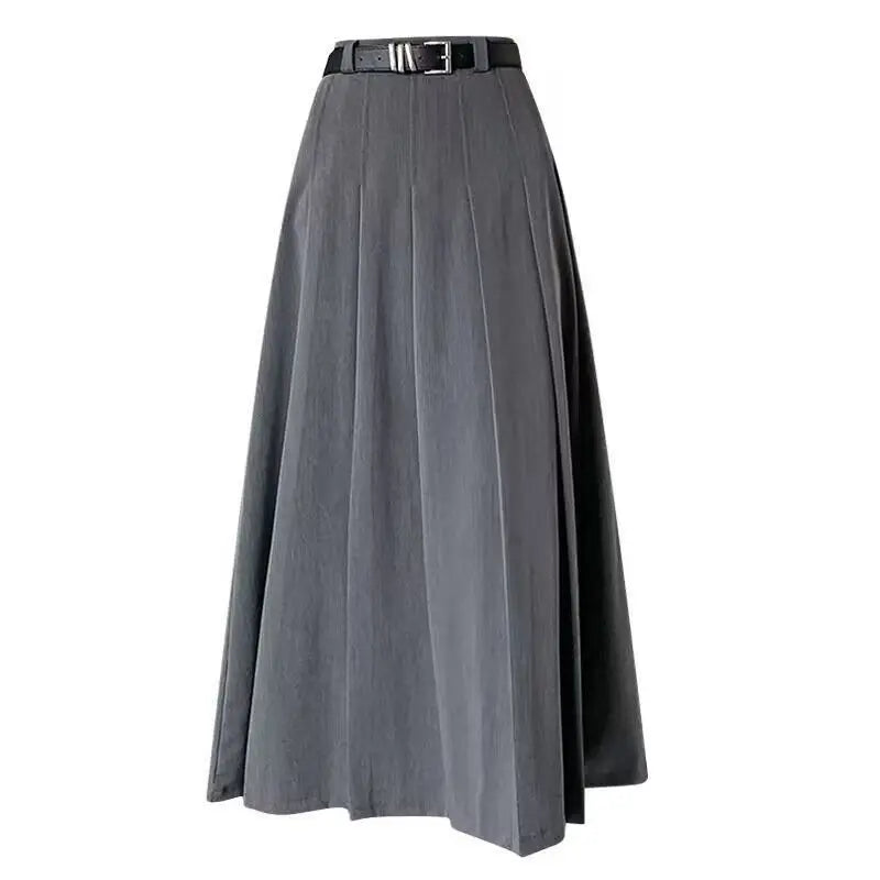 Jupe plissée midi femme chic. Ceinture incluse, parfaite pour un look élégant et polyvalent en toute saison.