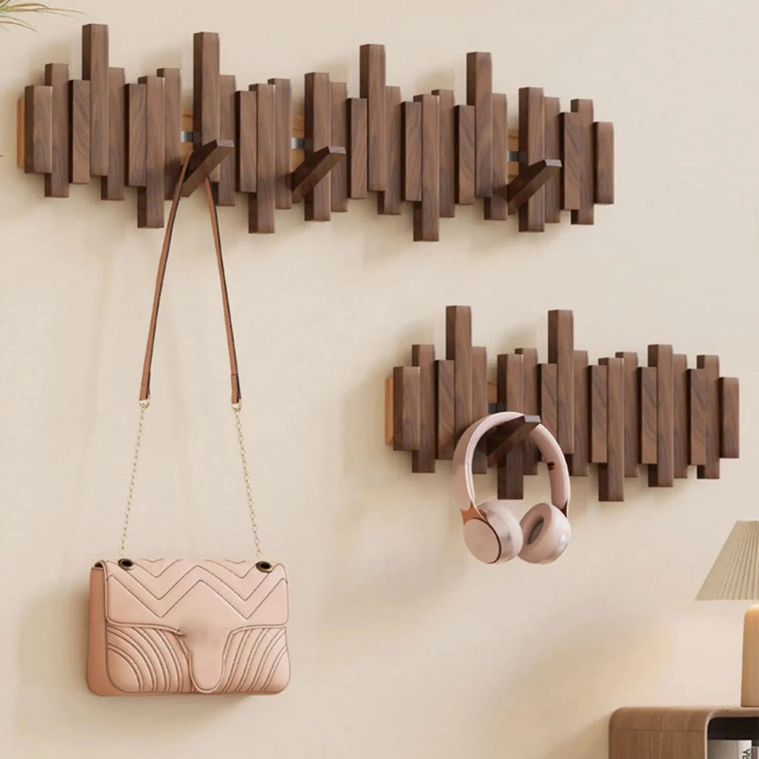 Kapstok piano en bois élégant pour vestes et manteaux. Design intemporel, accrochage mural facile.