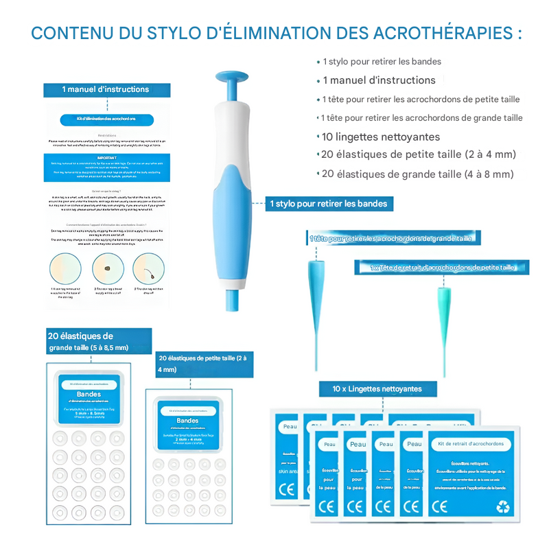 "Kit cryothérapie pour acrochordons, contient 2 appareils, compact et facile à utiliser, pour élimination rapide à domicile."