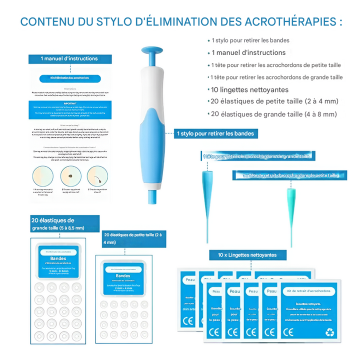 "Kit cryothérapie pour acrochordons, contient 2 appareils, compact et facile à utiliser, pour élimination rapide à domicile."