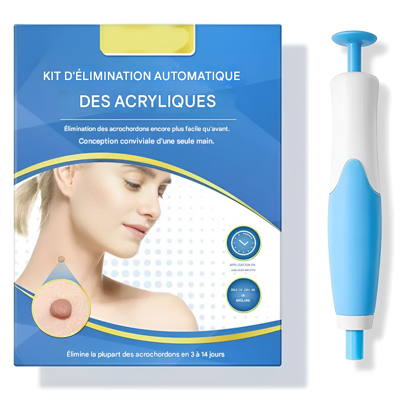 "Kit cryothérapie pour acrochordons, contient 2 appareils, compact et facile à utiliser, pour élimination rapide à domicile."