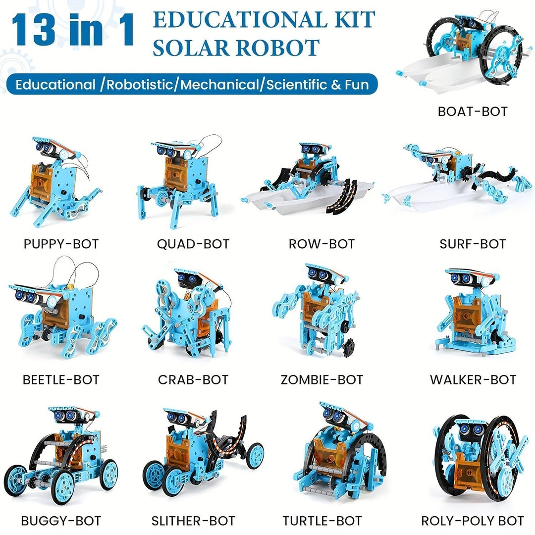 "Kit Robot Solaire STEM 13 en 1 assemblé, pièces mécaniques, jouet éducatif enfant, énergie solaire, science et ingénierie"