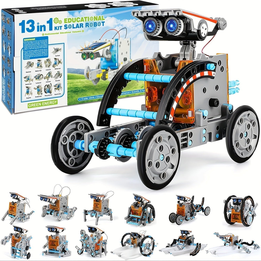 "Kit Robot Solaire STEM 13 en 1 assemblé, pièces mécaniques, jouet éducatif enfant, énergie solaire, science et ingénierie"