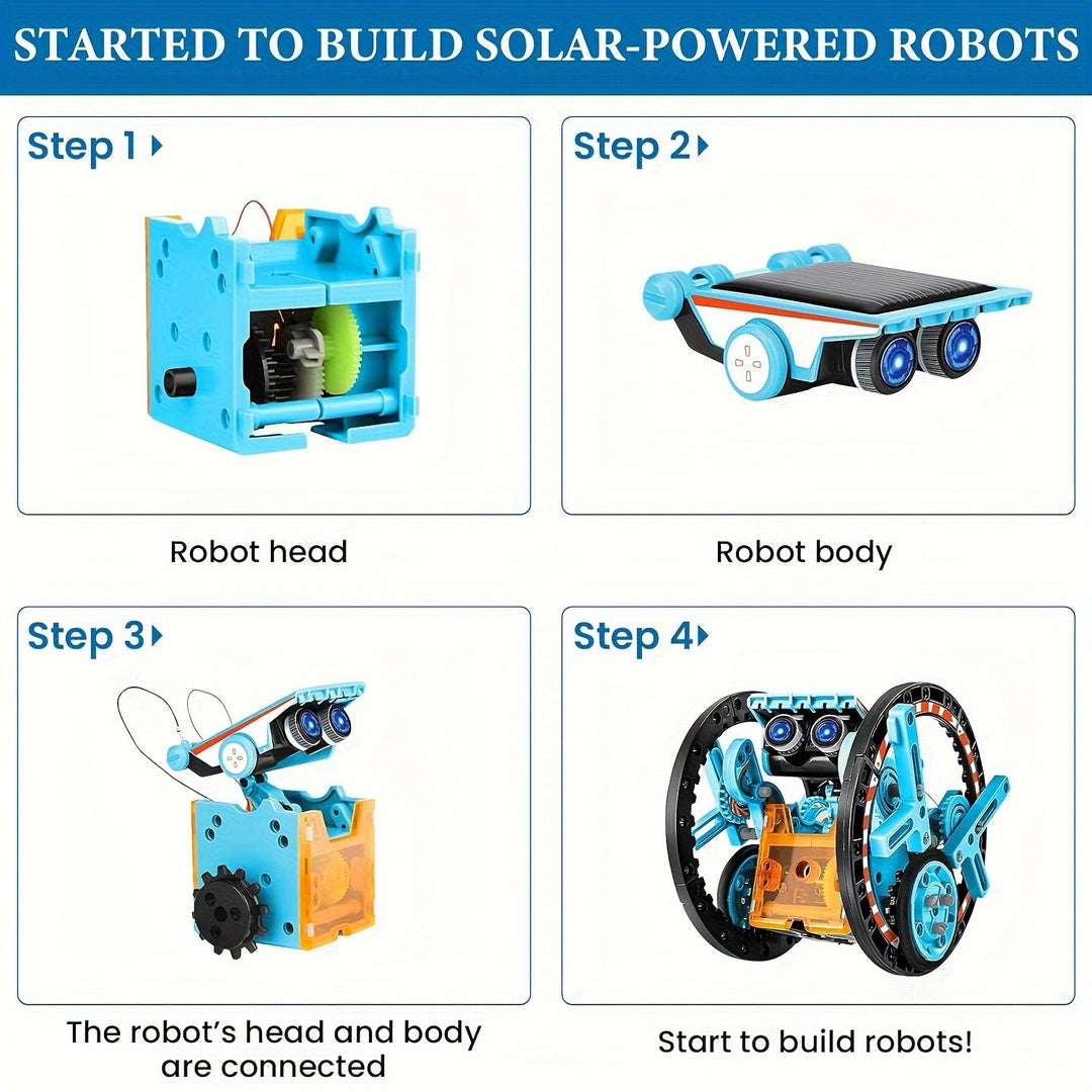 "Kit Robot Solaire STEM 13 en 1 assemblé, pièces mécaniques, jouet éducatif enfant, énergie solaire, science et ingénierie"