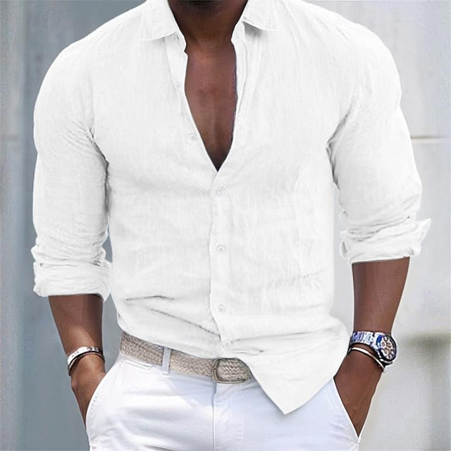 Camisa de lino para hombre - Verano - Ligera y transpirable