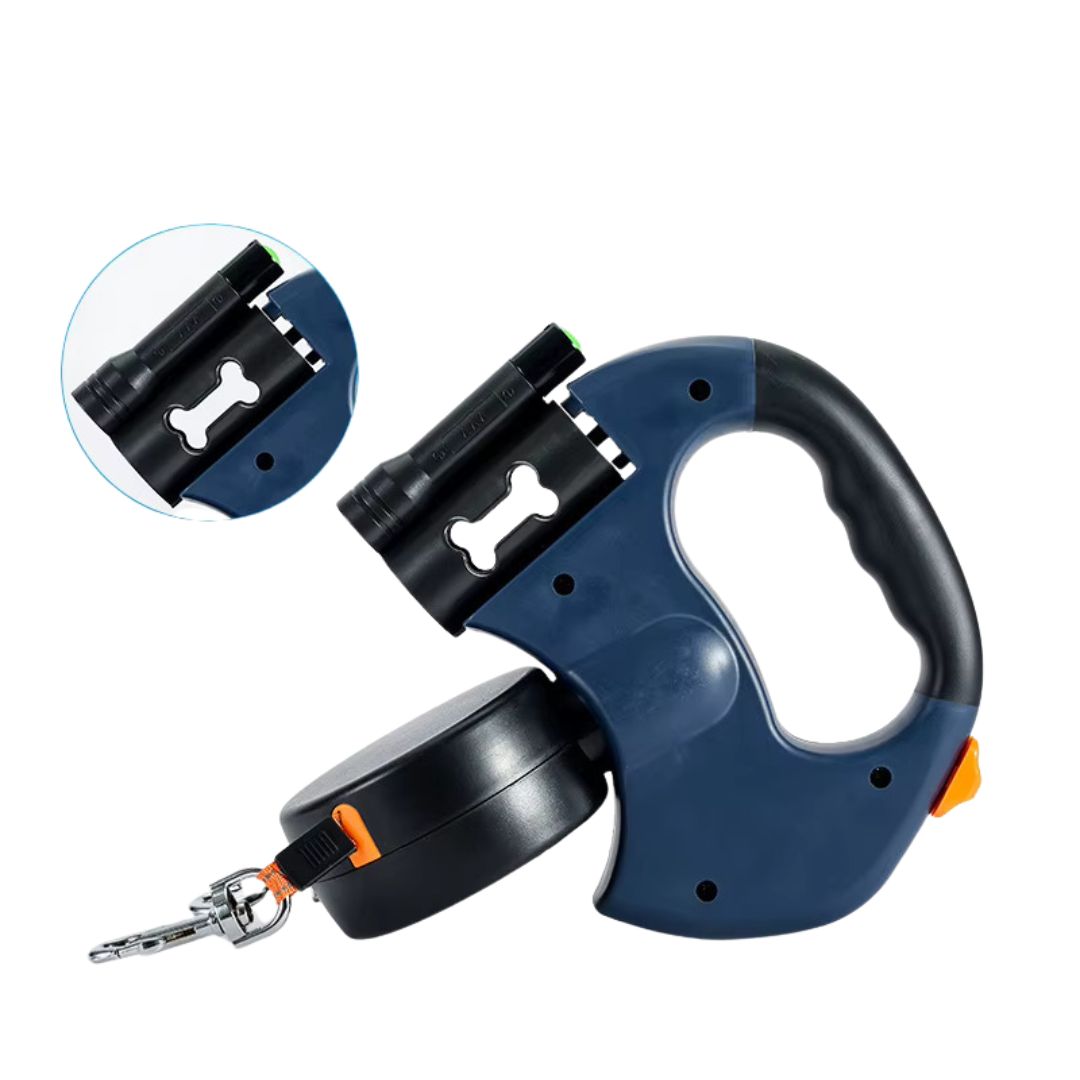 Laisse double chien anti-emmêlement LED.  Promenade facile et sécurisée, même la nuit.