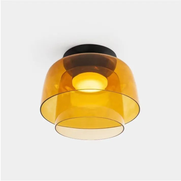"Lampadaire de plafond en verre multicolore, style médiéval moderne, parfait pour salon élégant et chaleureux."