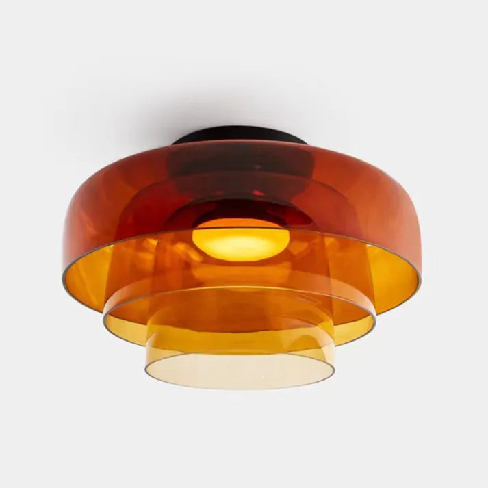 "Lampadaire de plafond en verre multicolore, style médiéval moderne, parfait pour salon élégant et chaleureux."