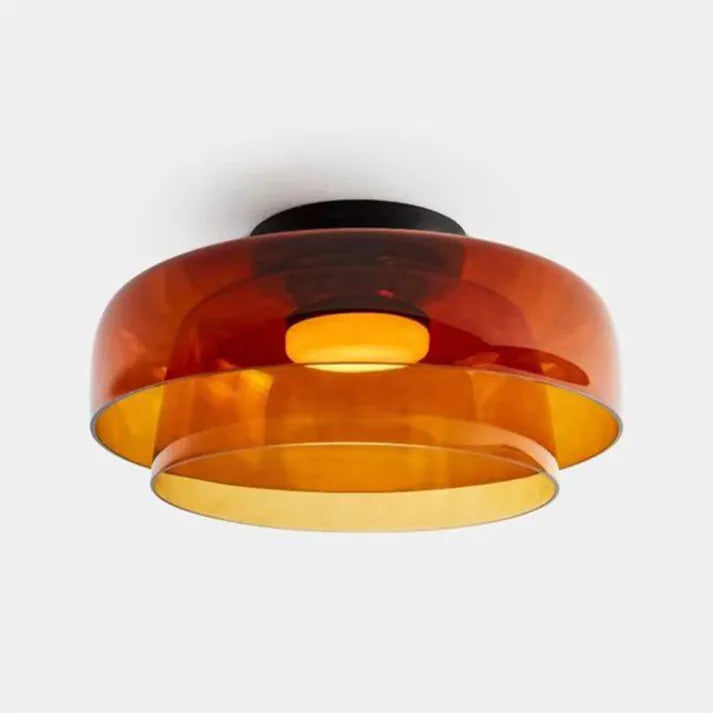"Lampadaire de plafond en verre multicolore, style médiéval moderne, parfait pour salon élégant et chaleureux."