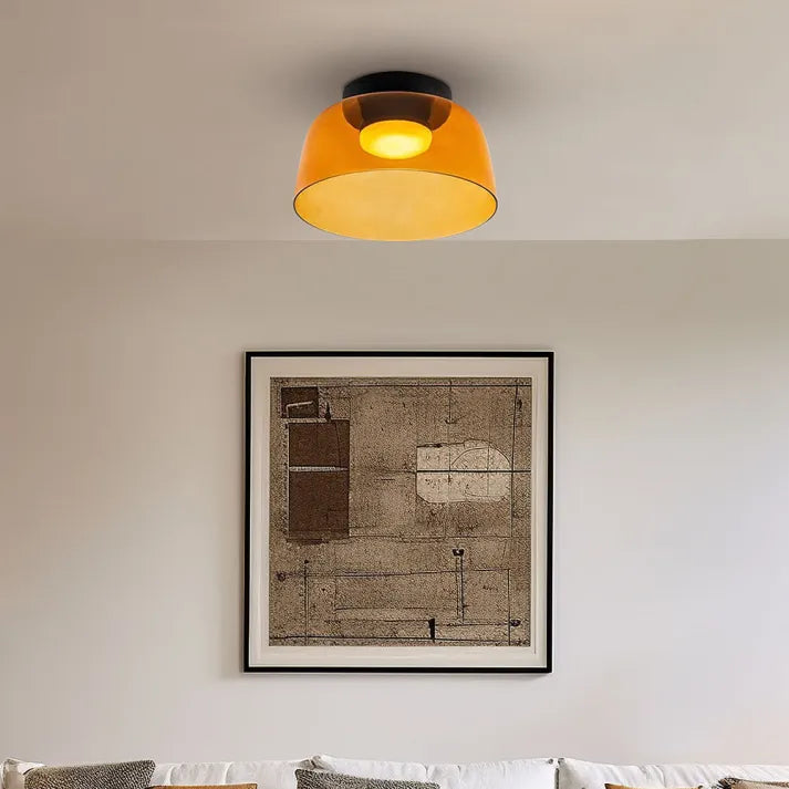 "Lampadaire de plafond en verre multicolore, style médiéval moderne, parfait pour salon élégant et chaleureux."