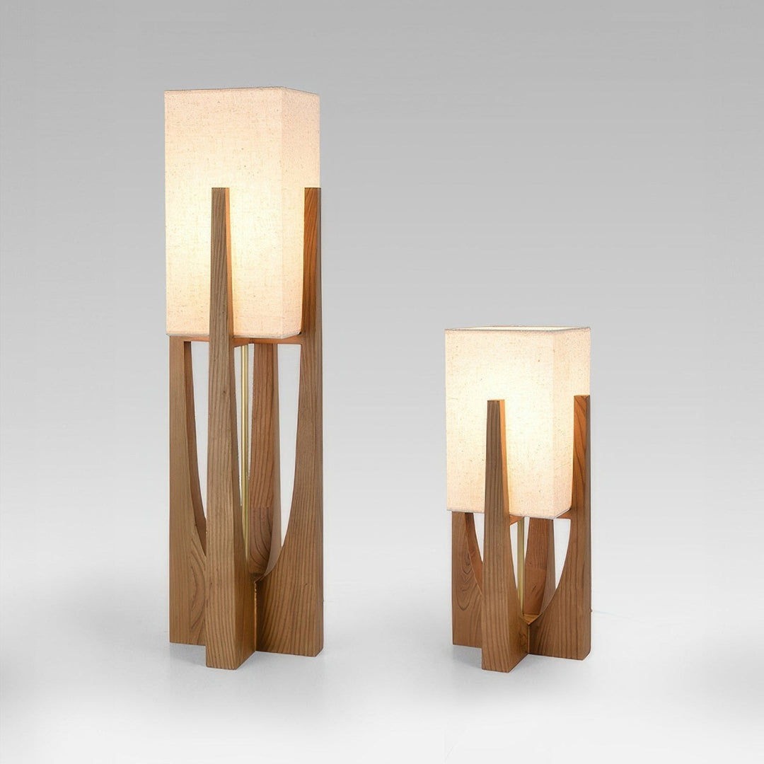 Lampadaire japonais en bois massif, éclairage tricolore. Design minimaliste et élégant.