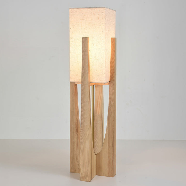 Lampadaire japonais en bois massif, éclairage tricolore. Design minimaliste et élégant.