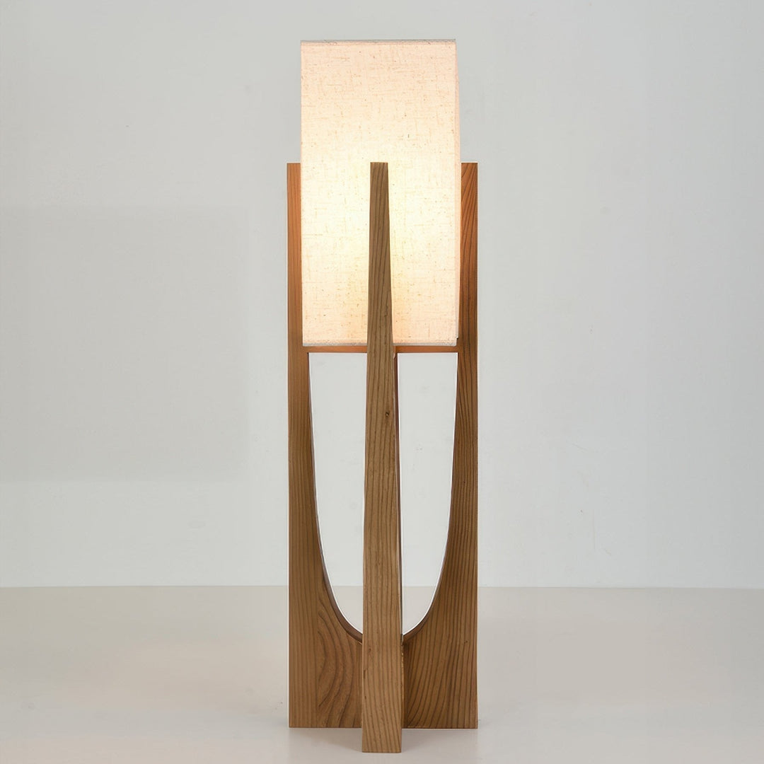 Lampadaire japonais en bois massif, éclairage tricolore. Design minimaliste et élégant.