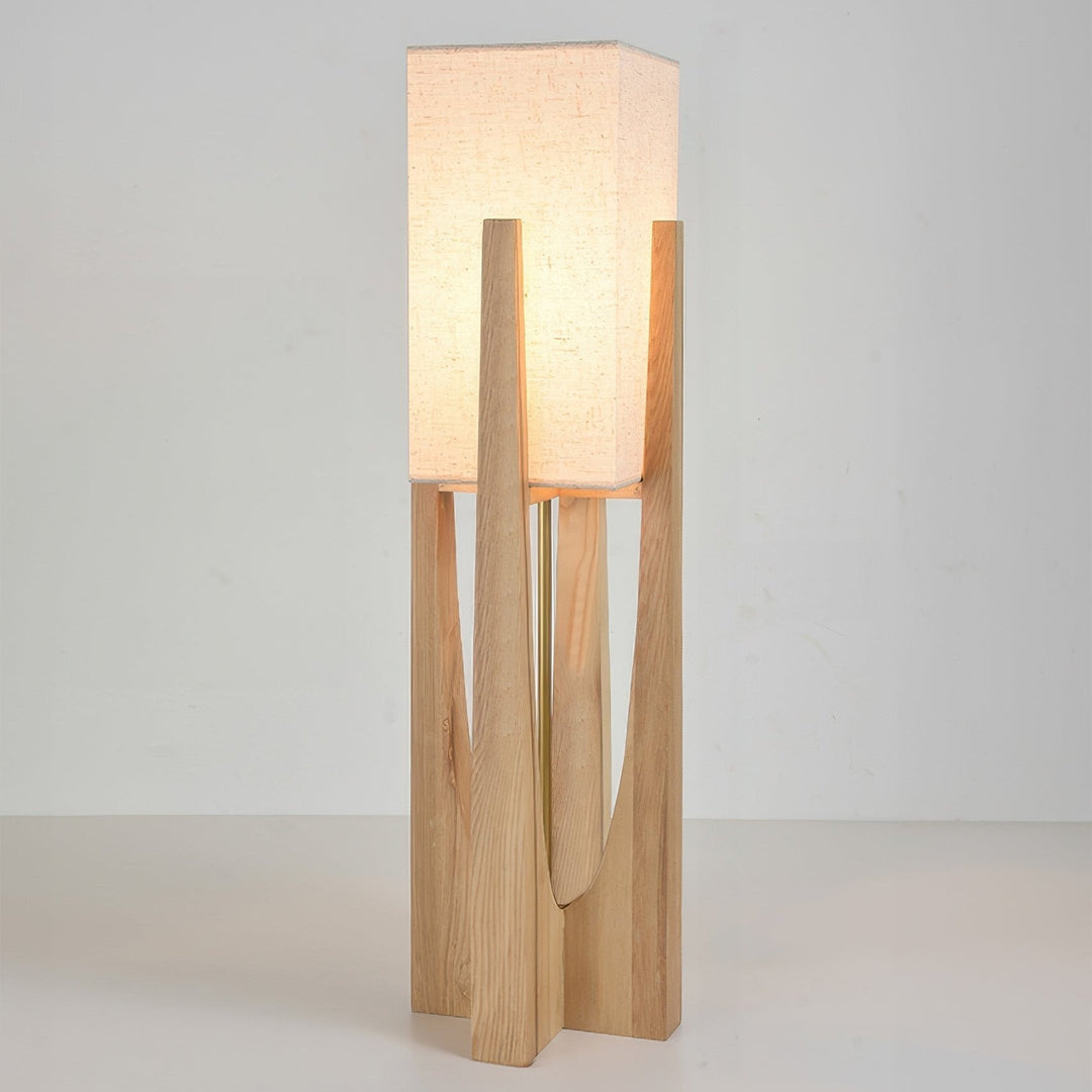 Lampadaire japonais en bois massif, éclairage tricolore. Design minimaliste et élégant.