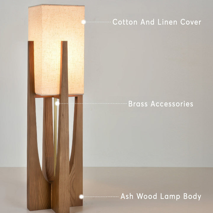 Lampadaire japonais en bois massif, éclairage tricolore. Design minimaliste et élégant.