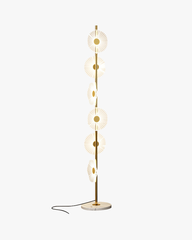 Lampadaire moderne, cascade lumineuse, marbre & acrylique. Design élégant, lumière douce réglable.