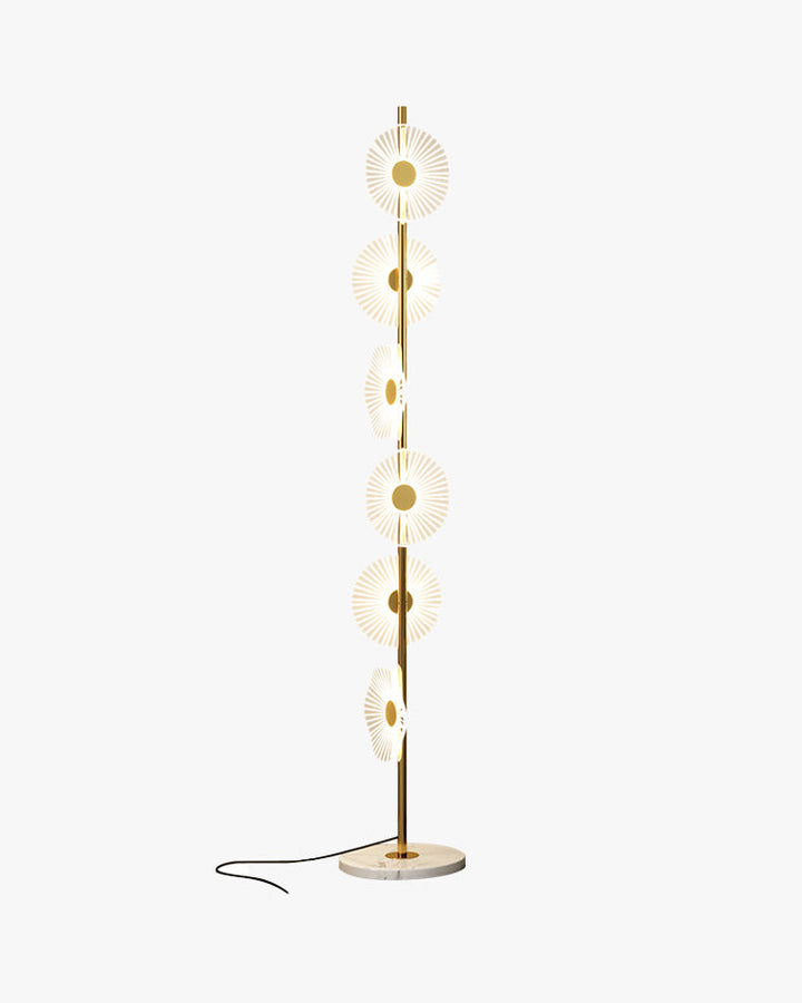 Lampadaire moderne, cascade lumineuse, marbre & acrylique. Design élégant, lumière douce réglable.