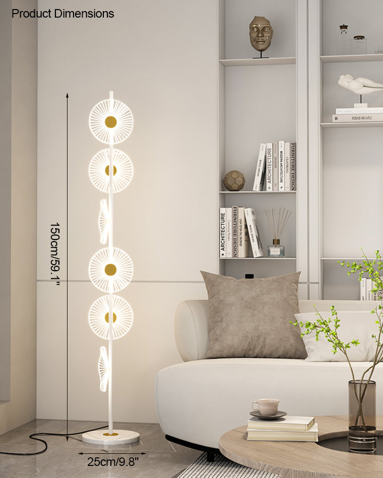 Lampadaire moderne, cascade lumineuse, marbre & acrylique. Design élégant, lumière douce réglable.