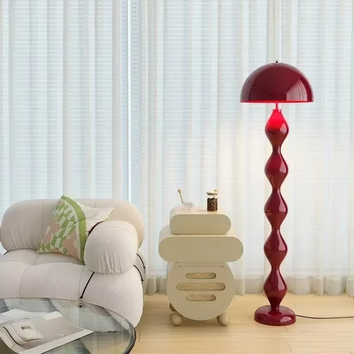 Lampadaire scandinave design minimaliste. Éclairage LED doux. Structure métallique élégante. Idéal salon, chambre.