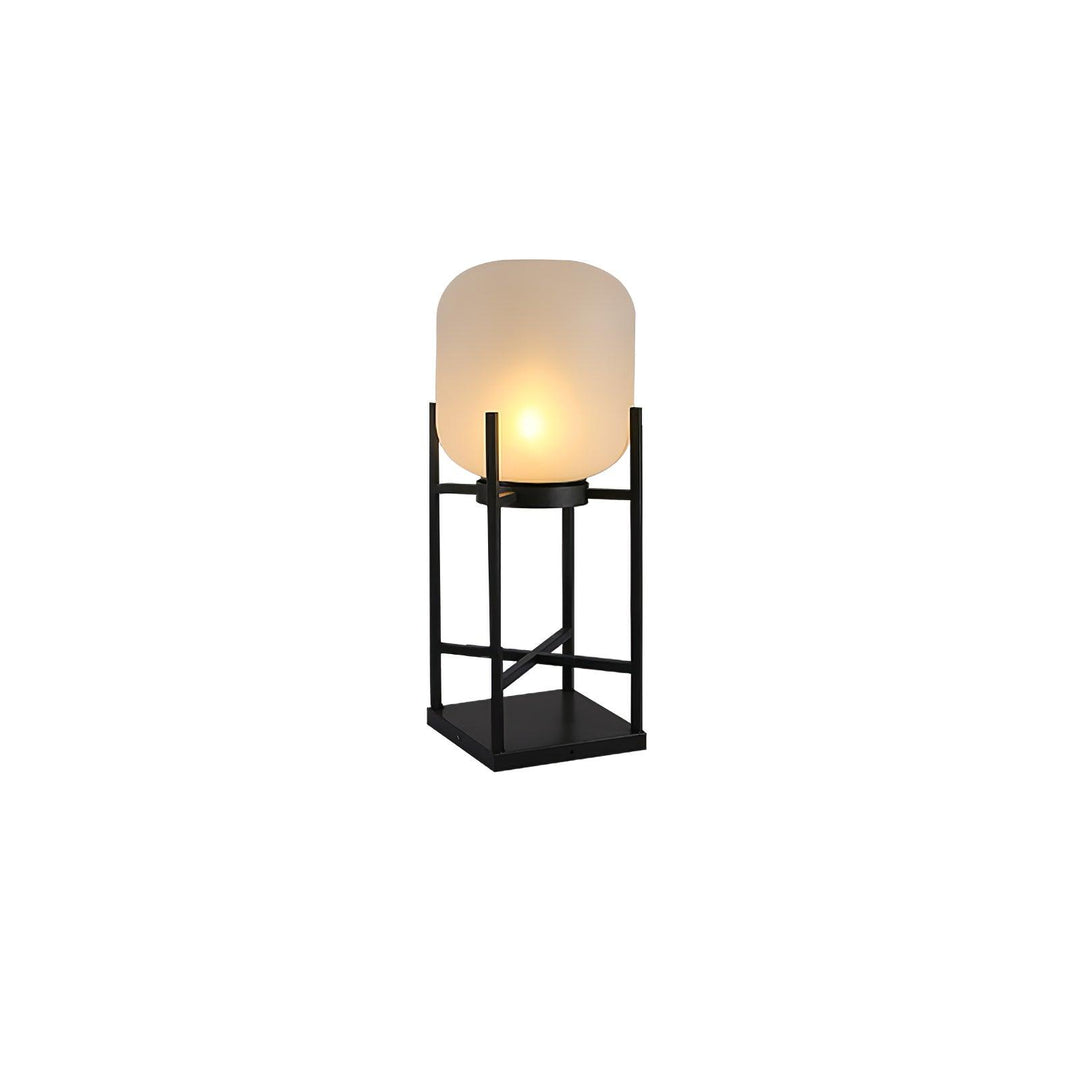 Lampadaire solaire extérieur élégant. Design moderne, acier inoxydable et verre. Éclairage LED chaleureux.