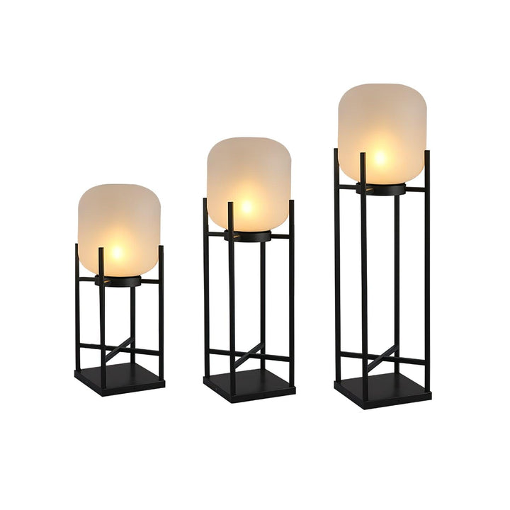 Lampadaire solaire extérieur élégant. Design moderne, acier inoxydable et verre. Éclairage LED chaleureux.