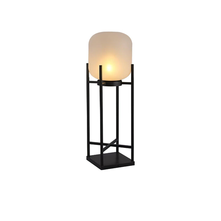 Lampadaire solaire extérieur élégant. Design moderne, acier inoxydable et verre. Éclairage LED chaleureux.