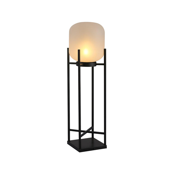 Lampadaire solaire extérieur élégant. Design moderne, acier inoxydable et verre. Éclairage LED chaleureux.