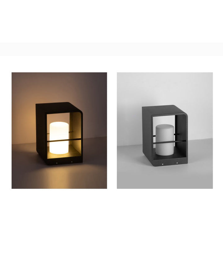 Lampadaire solaire extérieur élégant. Éclairage jardin moderne, design épuré, lumière chaude.