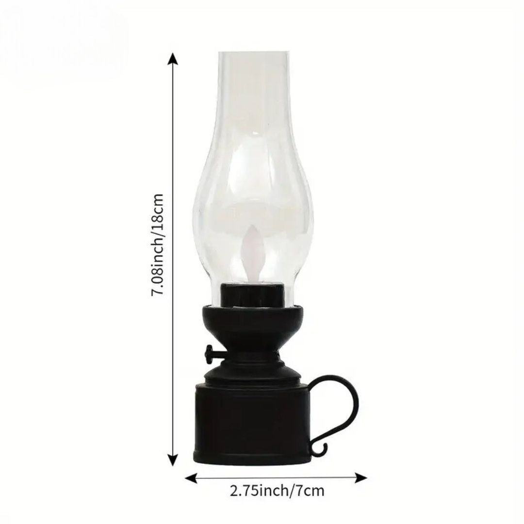 "Lampe à huile LED élégante avec effet de flamme réaliste et choix de couleurs, idéale pour une ambiance chaleureuse et sécur
