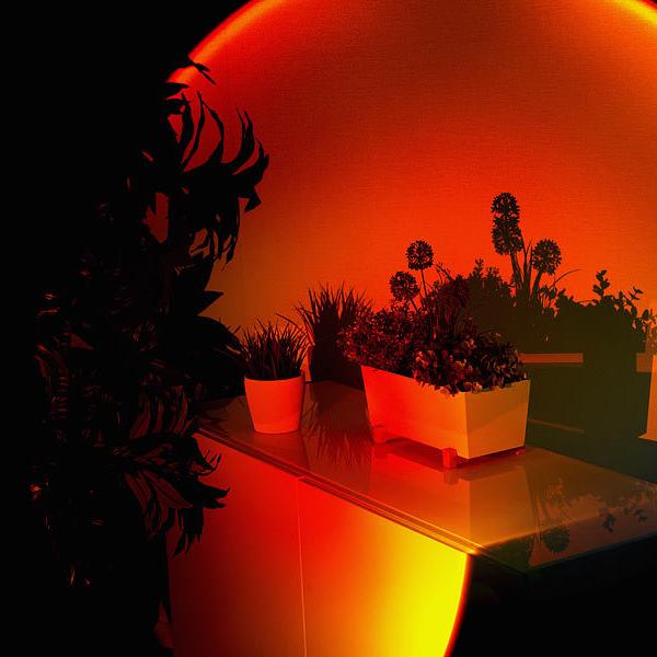 Lampe ambiance coucher de soleil.  Lumière chaude et relaxante, idéale pour la détente.