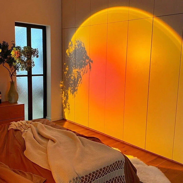 Lampe ambiance coucher de soleil.  Lumière chaude et relaxante, idéale pour la détente.