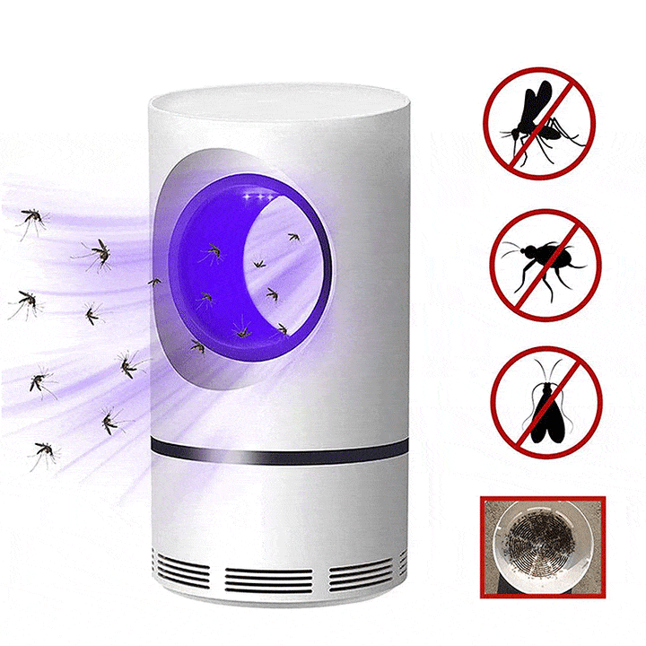 Lampe anti-moustiques UV silencieuse.  Design compact, intérieur/extérieur.  Protection efficace sans produits chimiques.