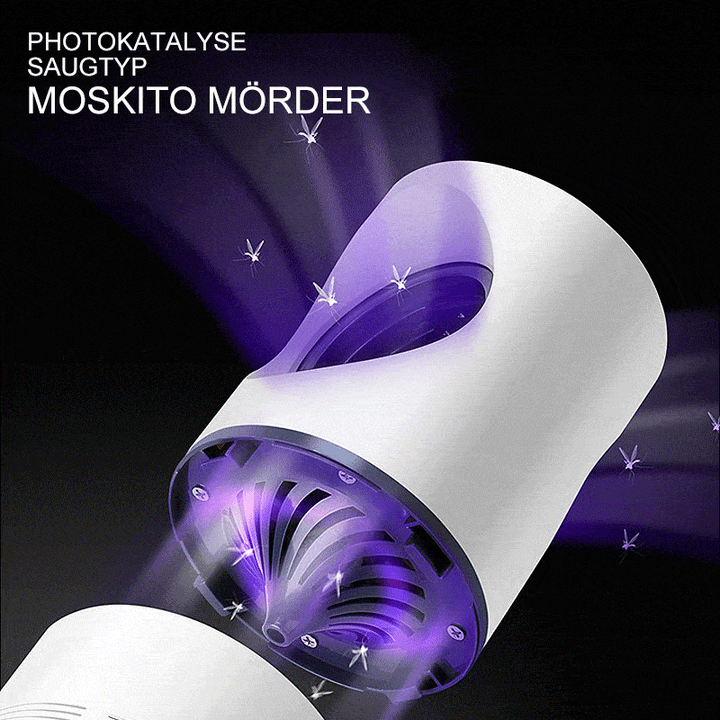 Lampe anti-moustiques UV silencieuse.  Design compact, intérieur/extérieur.  Protection efficace sans produits chimiques.