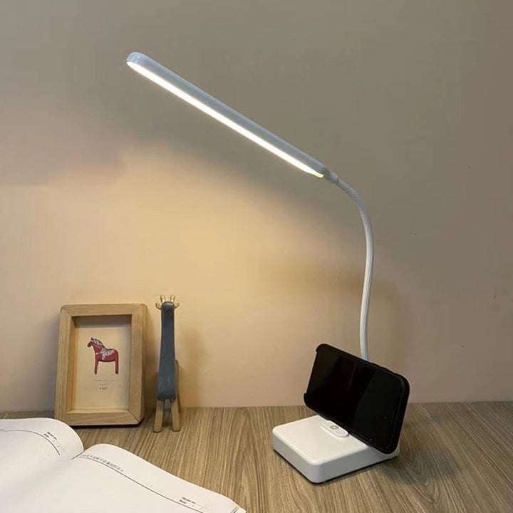 Lampe bureau LED flexible rechargeable. 3 températures de couleur, luminosité réglable. Design moderne et élégant.