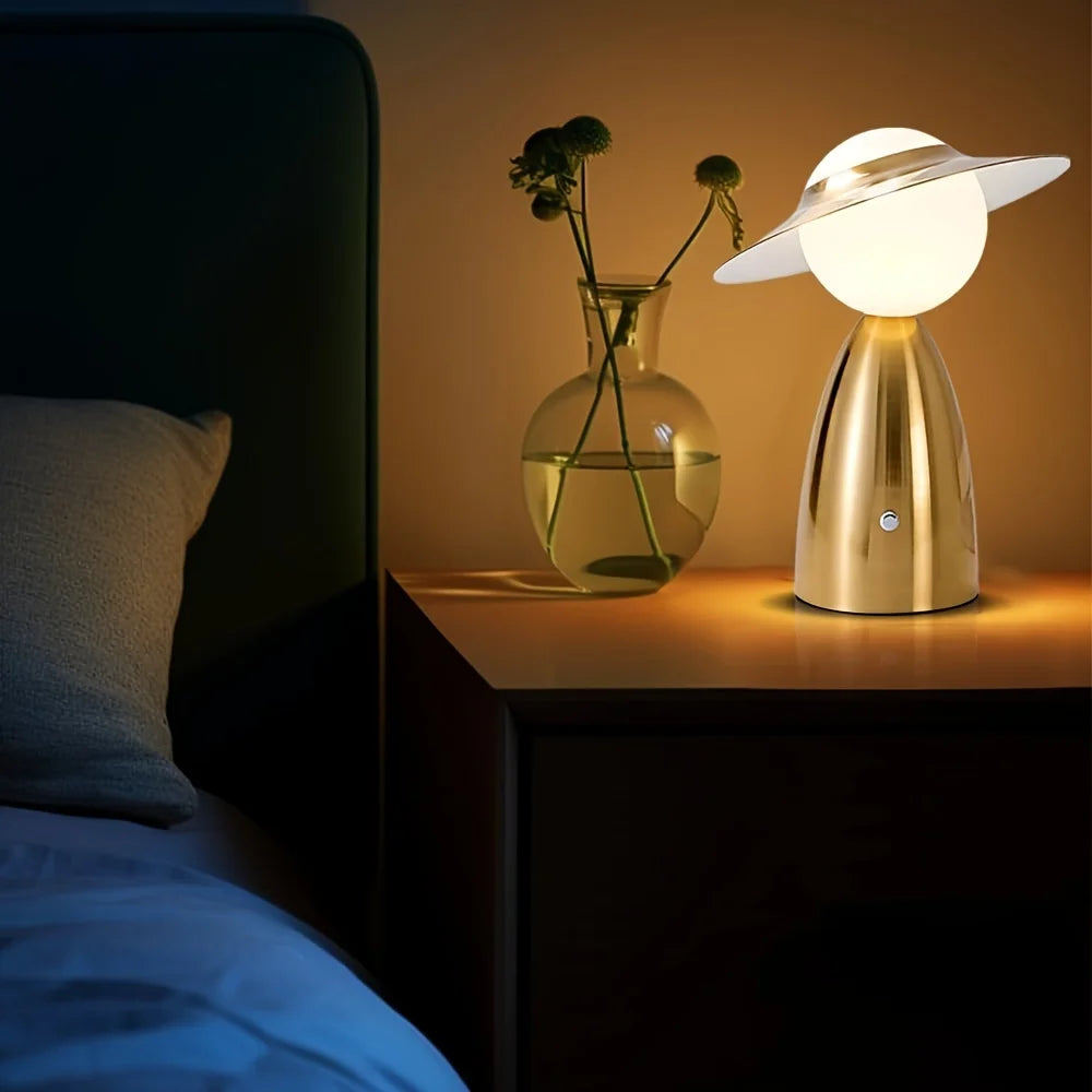 Lampe de bureau LED tactile, chargeur sans fil intégré. Design moderne, éclairage réglable.