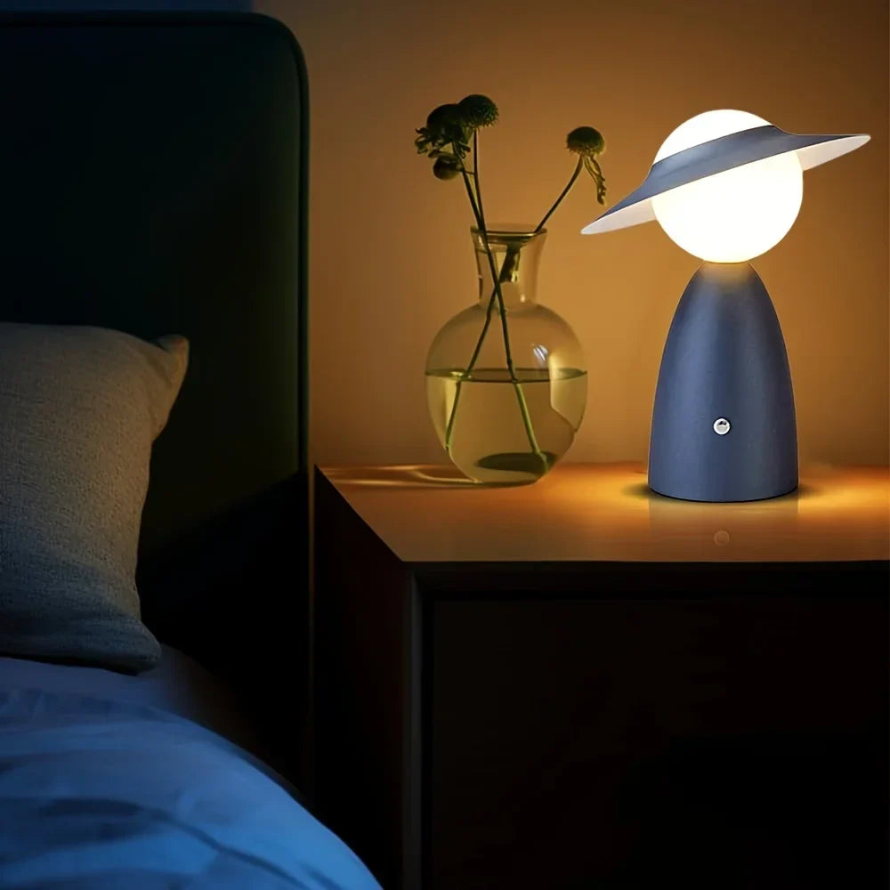 Lampe de chevet sans fil LED, éclairage d'ambiance réglable, recharge sans fil intégrée. Design moderne.