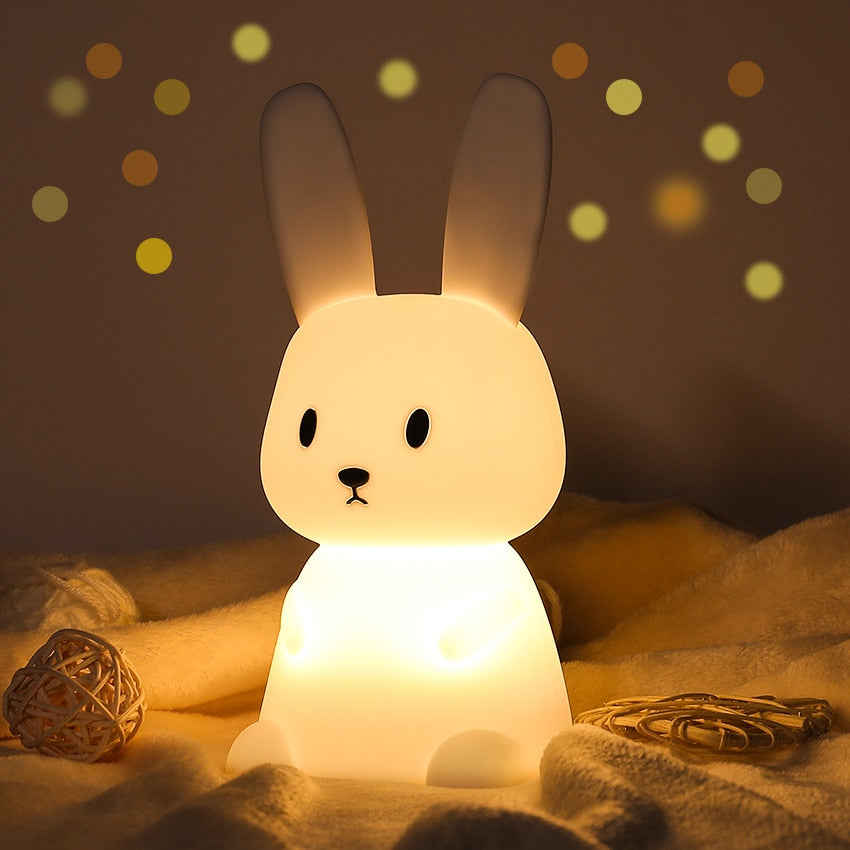 "Lampe de nuit tactile enfant en forme d'animal, LED couleurs changeantes, éclairage doux pour chambre bébé."