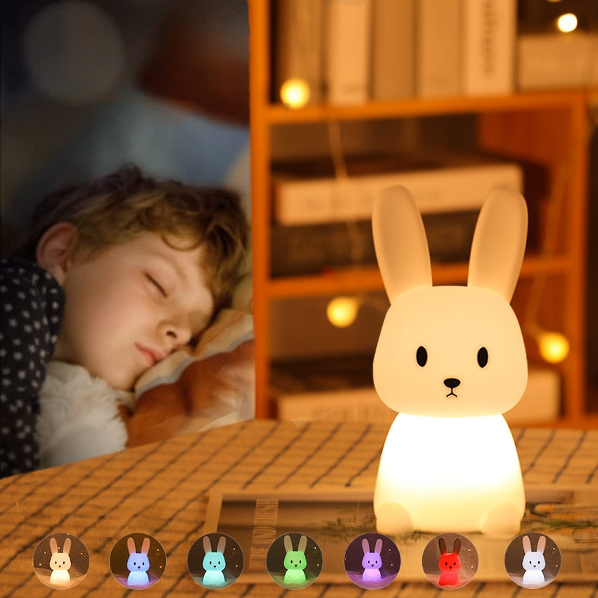 "Lampe de nuit tactile enfant en forme d'animal, LED couleurs changeantes, éclairage doux pour chambre bébé."