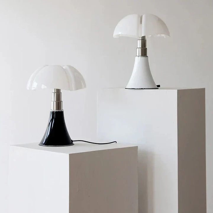 Lampe de table design rétro, éclairage LED élégant.  Ambiance chaleureuse et raffinée.