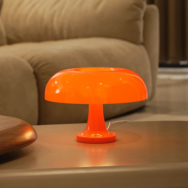 Lampe de table design rétro, forme champignon Bauhaus.  Lumière douce, idéale salon/chambre.