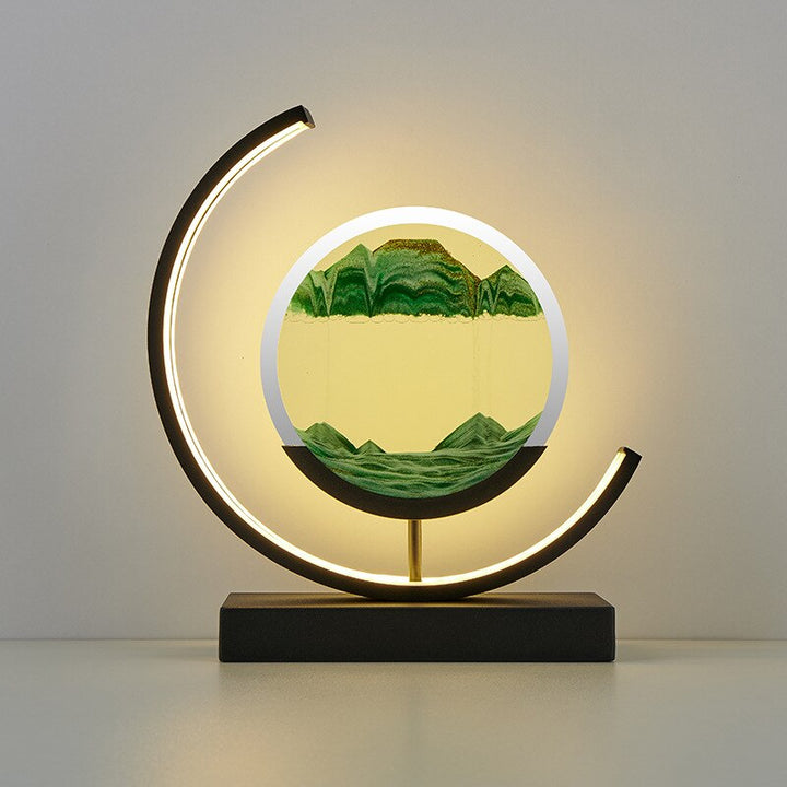 "Lampe de table élégante avec design sable mouvant coloré et dynamique, ambiance apaisante pour intérieur moderne."