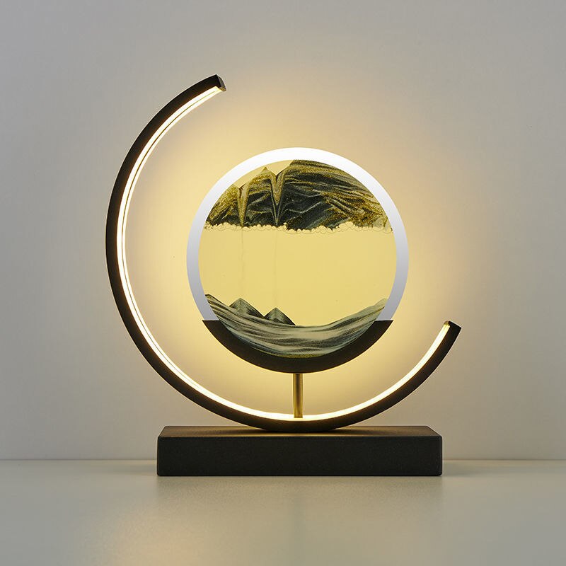 "Lampe de table élégante avec design sable mouvant coloré et dynamique, ambiance apaisante pour intérieur moderne."