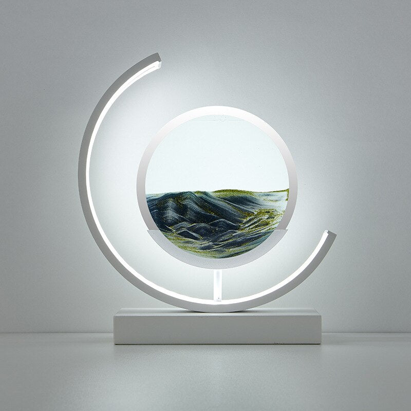 "Lampe de table élégante avec design sable mouvant coloré et dynamique, ambiance apaisante pour intérieur moderne."