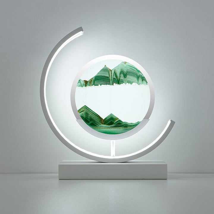 "Lampe de table élégante avec design sable mouvant coloré et dynamique, ambiance apaisante pour intérieur moderne."